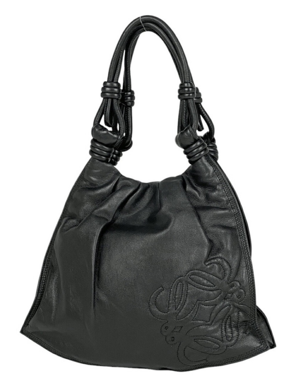 LOEWE Black Lambskin Anagram Flamenco Tote! Like New! RT $ 3289.